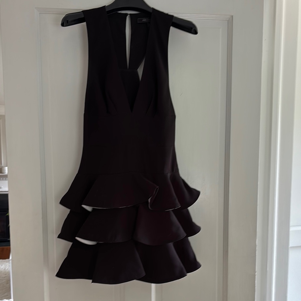 BCBGMaxAzria Black Peplum Halter Mini Dress